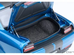 2023 Dodge Challenger SRT Super Stock Frostbite Blue Metallic with Carbon Stripes 1/18 Model Car by Autoart