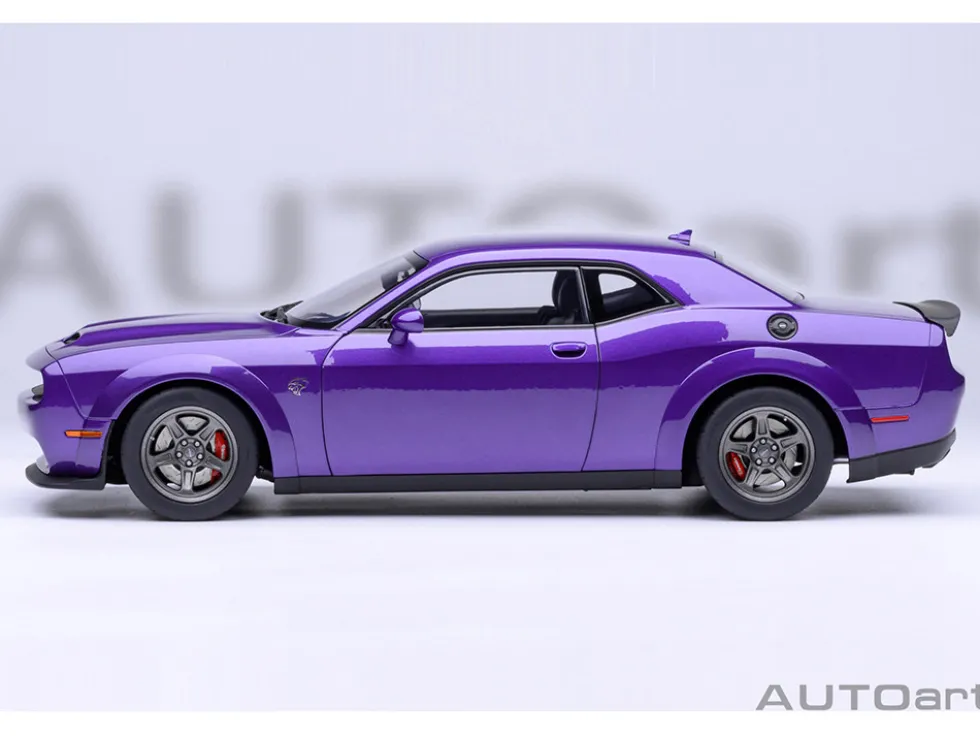 2023 Dodge Challenger SRT Super Stock Plum Crazy Purple 1/18 Model Car by Autoart