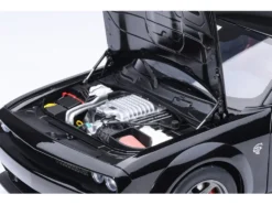 2023 Dodge Challenger SRT Super Stock Pitch Black with Red Interior 1/18 Model Car by Autoart
