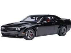 2023 Dodge Challenger SRT Super Stock Pitch Black with Red Interior 1/18 Model Car by Autoart