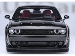 2023 Dodge Challenger SRT Super Stock Pitch Black with Red Interior 1/18 Model Car by Autoart