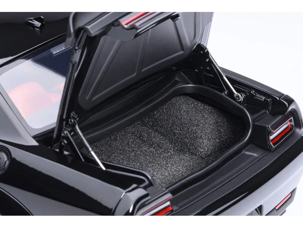 2023 Dodge Challenger SRT Super Stock Pitch Black with Red Interior 1/18 Model Car by Autoart