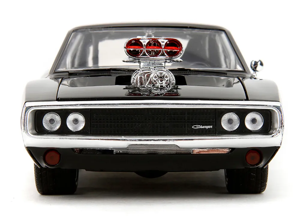 1970 Dodge Charger Black with Race Interior "The Fast and the Furious" (2001) Movie "25 Years of Fast & Furious" Series 1/24 Diecast Model Car by Jada