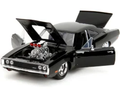 1970 Dodge Charger Black with Race Interior "The Fast and the Furious" (2001) Movie "25 Years of Fast & Furious" Series 1/24 Diecast Model Car by Jada