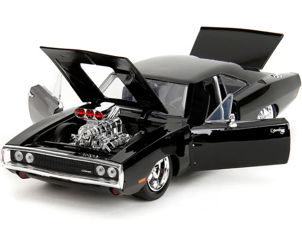 1970 Dodge Charger Black with Race Interior "The Fast and the Furious" (2001) Movie "25 Years of Fast & Furious" Series 1/24 Diecast Model Car by Jada