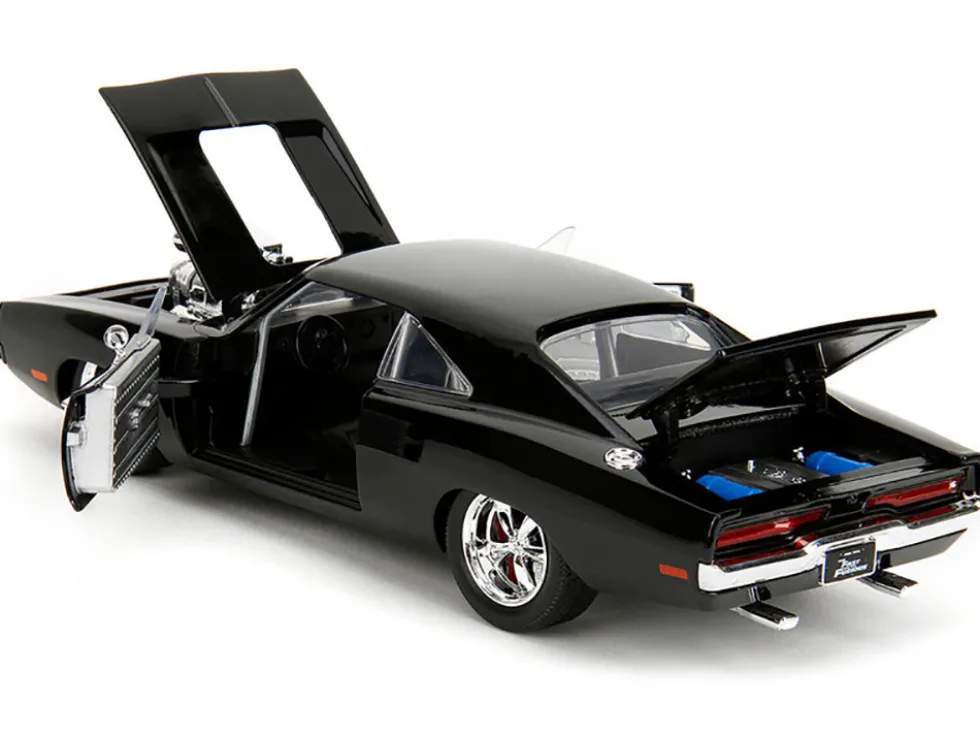 1970 Dodge Charger Black with Race Interior "The Fast and the Furious" (2001) Movie "25 Years of Fast & Furious" Series 1/24 Diecast Model Car by Jada