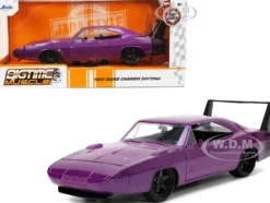 1969 Dodge Charger Daytona Purple Metallic with Black Tail Stripe Bigtime Muscle Series 1/24 Diecast Model Car Jada 34036