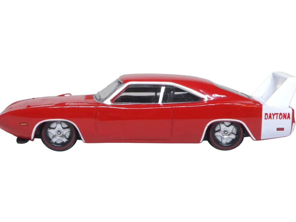 1969 Dodge Charger Daytona Red with White Stripe 1/87 (HO) Scale Diecast Model Car by Oxford Diecast