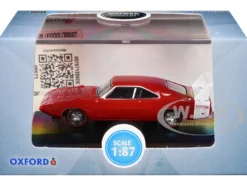 1969 Dodge Charger Daytona Red with White Stripe 1/87 (HO) Scale Diecast Model Car by Oxford Diecast