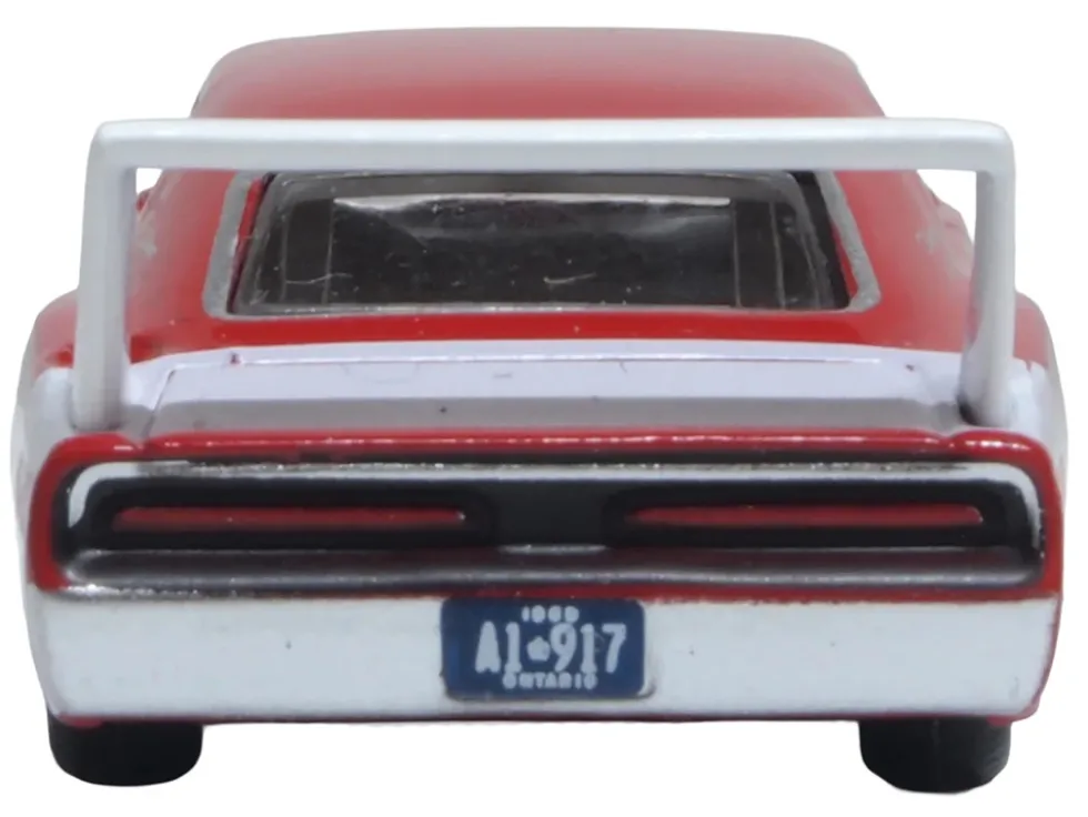 1969 Dodge Charger Daytona Red with White Stripe 1/87 (HO) Scale Diecast Model Car by Oxford Diecast