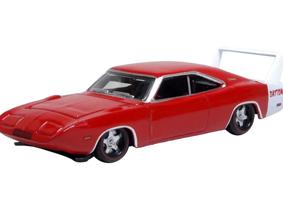 1969 Dodge Charger Daytona Red with White Stripe 1/87 (HO) Scale Diecast Model Car by Oxford Diecast