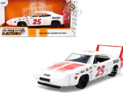 1969 Dodge Charger Daytona #25 White with Red Stripes "Bigtime Muscle" Series 1/24 Diecast Model Car by Jada