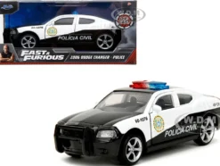 2006 Dodge Charger Police Black and White Policia Civil Fast & Furious Series 1/32 Diecast Model Car by Jada 33666