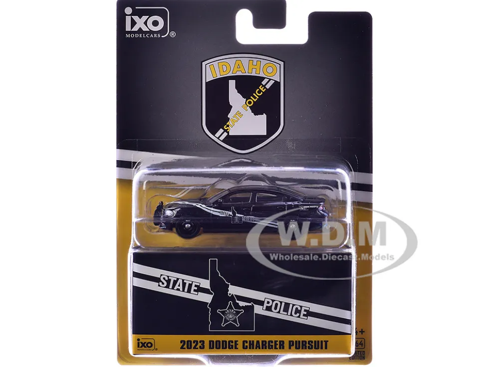 2023 Dodge Charger Pursuit "Idaho State Police" Black with White Stripes 1/64 Diecast Model by IXO Models