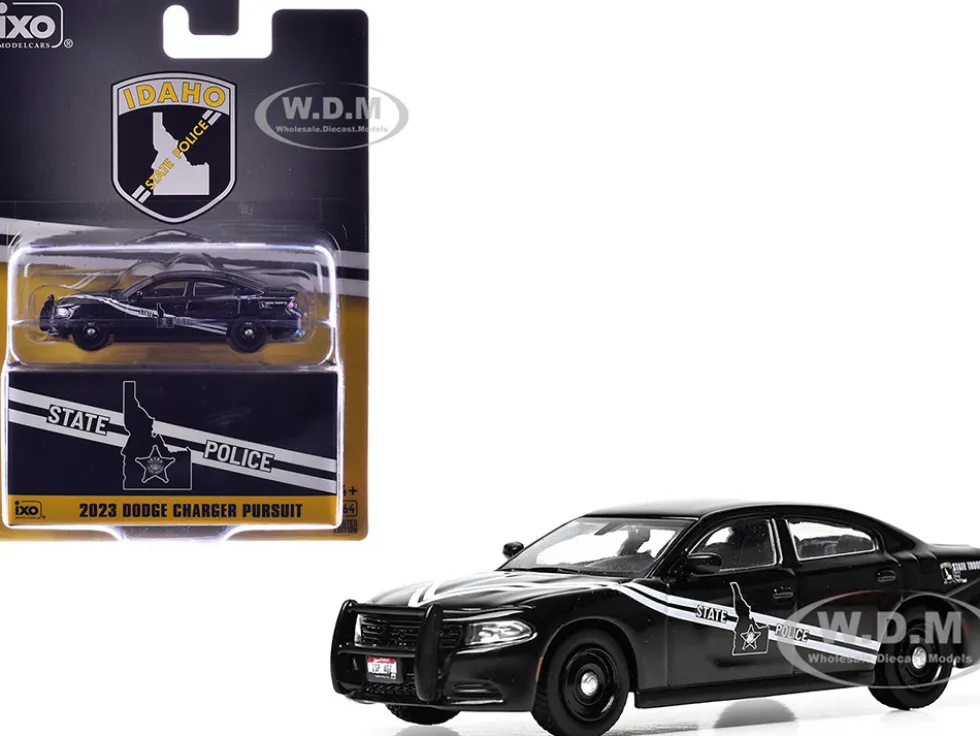 2023 Dodge Charger Pursuit "Idaho State Police" Black with White Stripes 1/64 Diecast Model by IXO Models