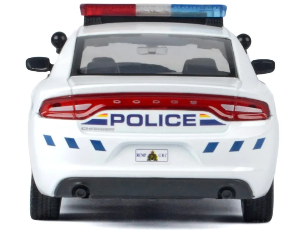 2023 Dodge Charger Pursuit Police Car "Royal Canadian Mounted Police (RCMP)" White with Flashing Light Bar and Front and Rear Lights and Sounds 1/24 Diecast Model Car by Motormax