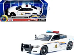 2023 Dodge Charger Pursuit Police Car "Royal Canadian Mounted Police (RCMP)" White with Flashing Light Bar and Front and Rear Lights and Sounds 1/24 Diecast Model Car by Motormax