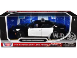 2023 Dodge Charger Pursuit Police Car Black and White "Law Enforcement and Public Service" Series 1/24 Diecast Model Car by Motormax