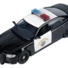2023 Dodge Charger Pursuit Police Car "California Highway Patrol (CHP)" Black and White with Flashing Light Bar and Front and Rear Lights and Sounds 1/24 Diecast Model Car by Motormax