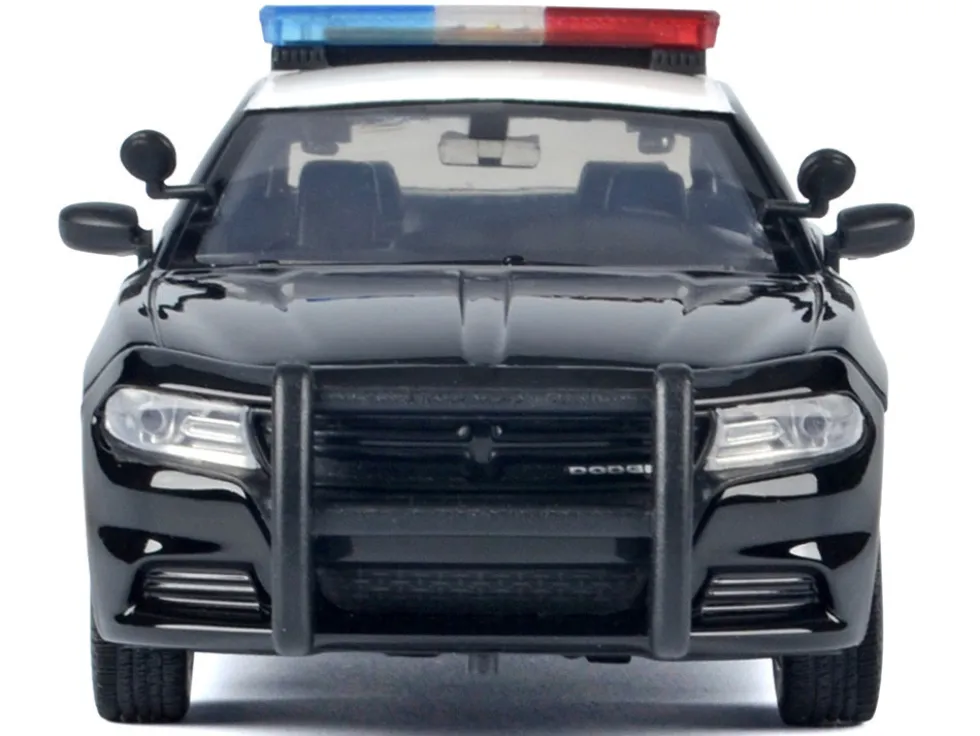 2023 Dodge Charger Pursuit Police Car "California Highway Patrol (CHP)" Black and White with Flashing Light Bar and Front and Rear Lights and Sounds 1/24 Diecast Model Car by Motormax