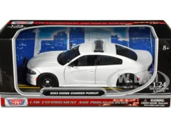 2023 Dodge Charger Pursuit Police Car Plain White Law Enforcement and Public Service Series 1/24 Diecast Model Car Motormax 76996W