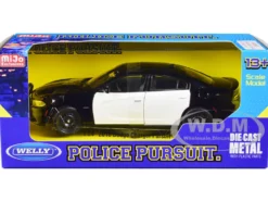 2016 Dodge Charger Pursuit Police Interceptor Black White Unmarked Police Pursuit Series 1/24 Diecast Model Car Welly 24079P-WBKWH