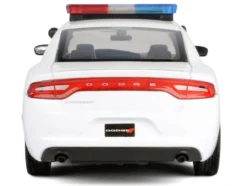 2023 Dodge Charger Pursuit Police Car Unmarked White with Flashing Light Bar, Front and Rear Lights and 2 Sounds 