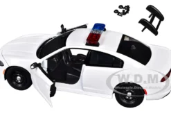2023 Dodge Charger Pursuit Police Car Unmarked White with Flashing Light Bar, Front and Rear Lights and 2 Sounds 