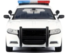 2023 Dodge Charger Pursuit Police Car Unmarked White with Flashing Light Bar, Front and Rear Lights and 2 Sounds 