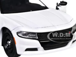 2023 Dodge Charger Pursuit Police Car Unmarked White with Flashing Light Bar, Front and Rear Lights and 2 Sounds 