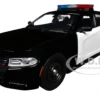 2023 Dodge Charger Pursuit Police Car Black and White with Flashing Light Bar, Front and Rear Lights and 2 Sounds "Builder's Kit" 1/24 Diecast Model Car by Motormax