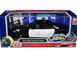 2023 Dodge Charger Pursuit Police Car Black and White with Flashing Light Bar, Front and Rear Lights and 2 Sounds 
