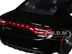 2023 Dodge Charger Pursuit Police Car Black and White with Flashing Light Bar, Front and Rear Lights and 2 Sounds 