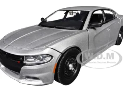 2023 Dodge Charger Pursuit Police Car Silver Metallic "Custom Builder's Kit - Law Enforcement and Public Service" Series 1/24 Diecast Model Car by Motormax