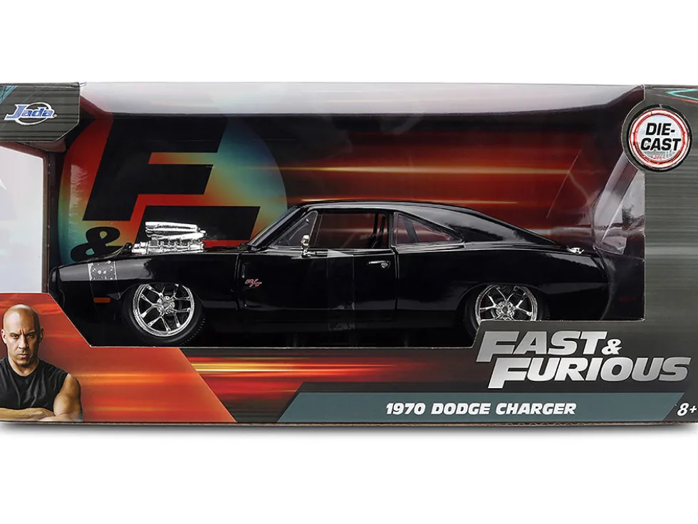 1970 Dodge Charger R/T Black "Furious 7" (2015) Movie "Fast & Furious" Series 1/24 Diecast Model Car by Jada