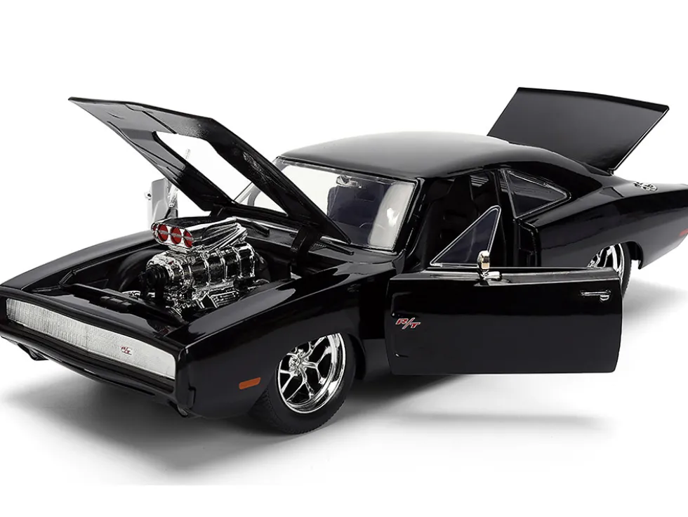 1970 Dodge Charger R/T Black "Furious 7" (2015) Movie "Fast & Furious" Series 1/24 Diecast Model Car by Jada