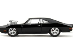Dodge Charger R/T Black with Dom Diecast Figure "Fast & Furious" (2009) Movie "Hollywood Rides" Series 1/24 Diecast Model Car by Jada