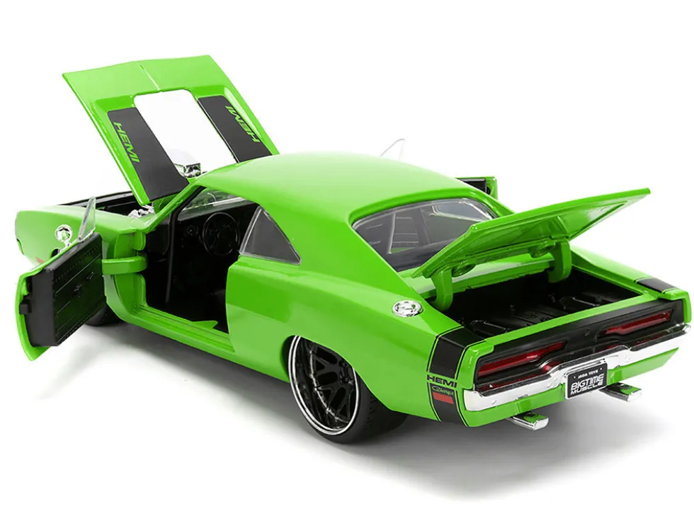 1970 Dodge Charger R/T Bright Green with Black Tail Stripe "Bigtime Muscle" Series 1/24 Diecast Model Car by Jada