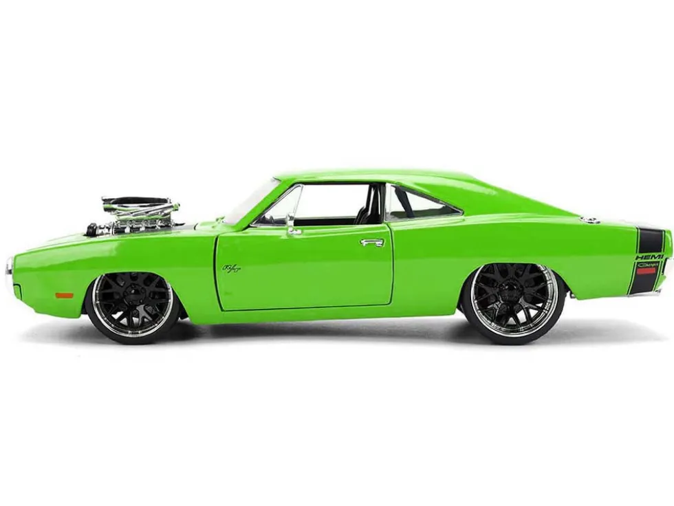 1970 Dodge Charger R/T Bright Green with Black Tail Stripe "Bigtime Muscle" Series 1/24 Diecast Model Car by Jada