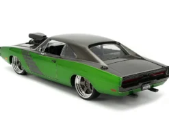 1970 Dodge Charger R/T Dark Gray Metallic and Green Metallic with Dark Gray Stripes