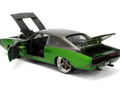 1970 Dodge Charger R/T Dark Gray Metallic and Green Metallic with Dark Gray Stripes