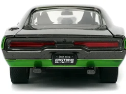 1970 Dodge Charger R/T Dark Gray Metallic and Green Metallic with Dark Gray Stripes