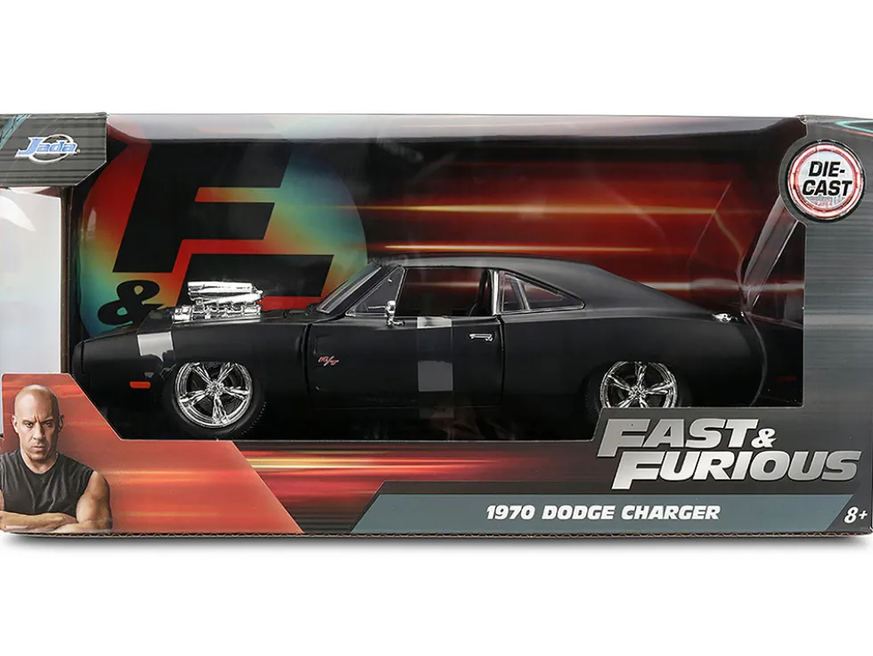 1970 Dodge Charger R/T Matt Black "Fast & Furious" (2009) Movie "Fast & Furious" Series 1/24 Diecast Model Car by Jada