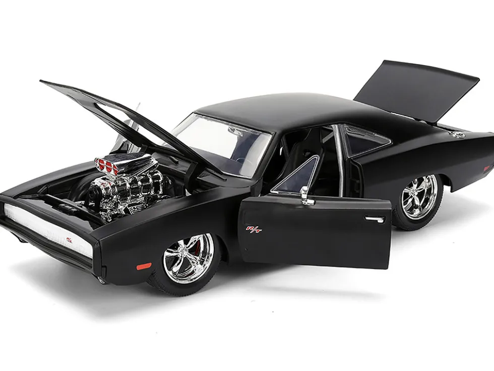 1970 Dodge Charger R/T Matt Black "Fast & Furious" (2009) Movie "Fast & Furious" Series 1/24 Diecast Model Car by Jada
