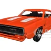 1968 Dodge Charger R/T SRT Orange with White Stripes and Graphics Bigtime Muscle Series 1/24 Diecast Model Car Jada 34197