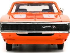 1968 Dodge Charger R/T SRT Orange with White Stripes and Graphics Bigtime Muscle Series 1/24 Diecast Model Car Jada 34197