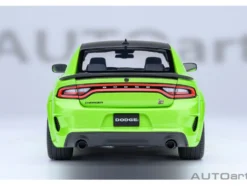 Dodge Charger Scat Pack Widebody Sublime Green with Matt Black Hood and Top 1/18 Model Car by Autoart