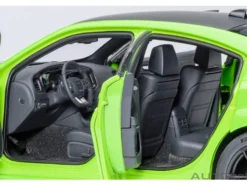Dodge Charger Scat Pack Widebody Sublime Green with Matt Black Hood and Top 1/18 Model Car by Autoart