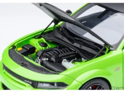 Dodge Charger Scat Pack Widebody Sublime Green with Matt Black Hood and Top 1/18 Model Car by Autoart
