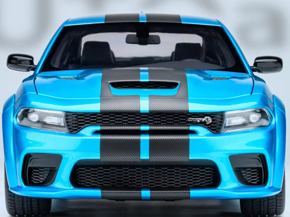 Dodge Charger SRT Hellcat Redeye B5 Blue Metallic with Carbon Stripes 1/18 Model Car by Autoart